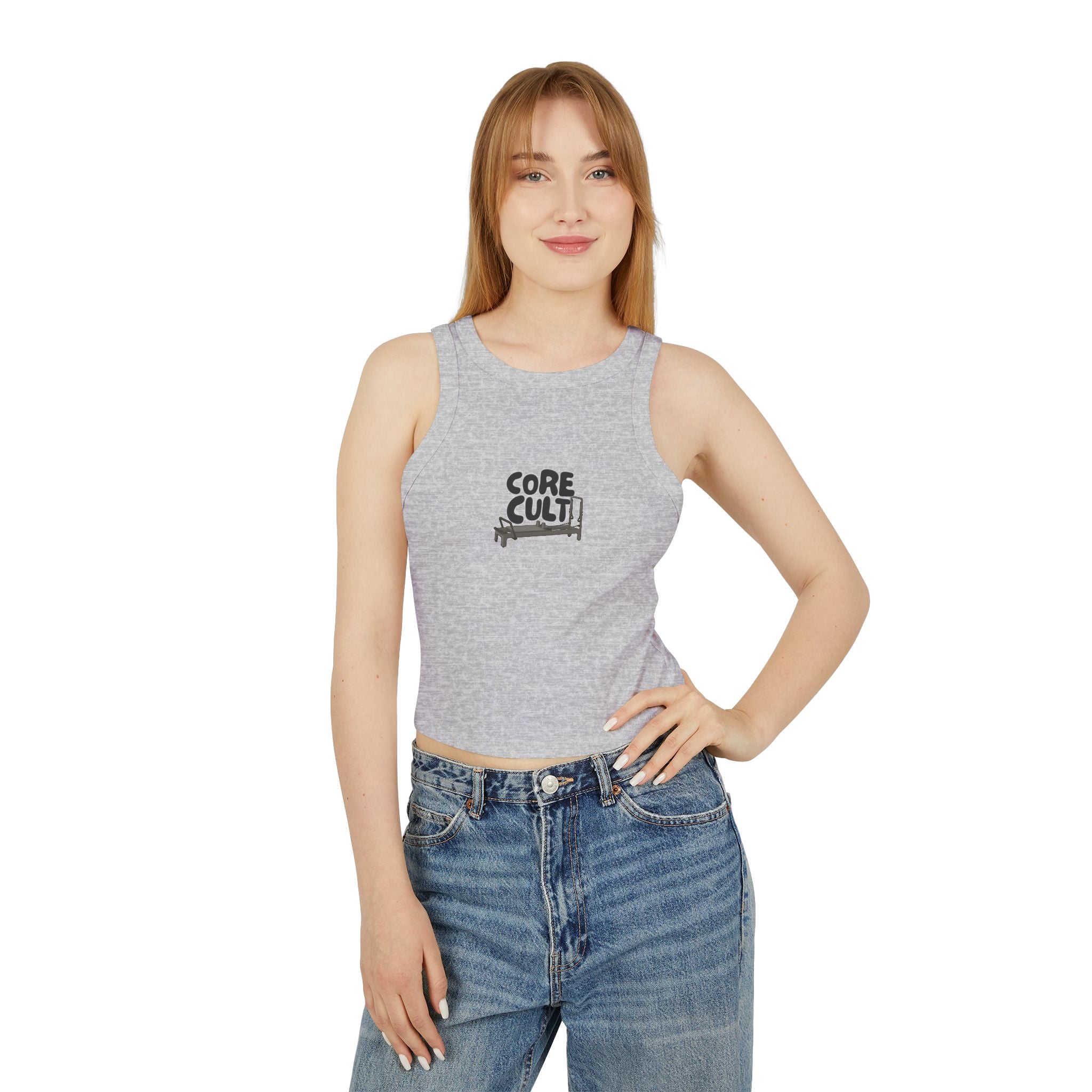 Core Cult Women's Micro Rib Racer Tank Top - Stylish Workout Tee
