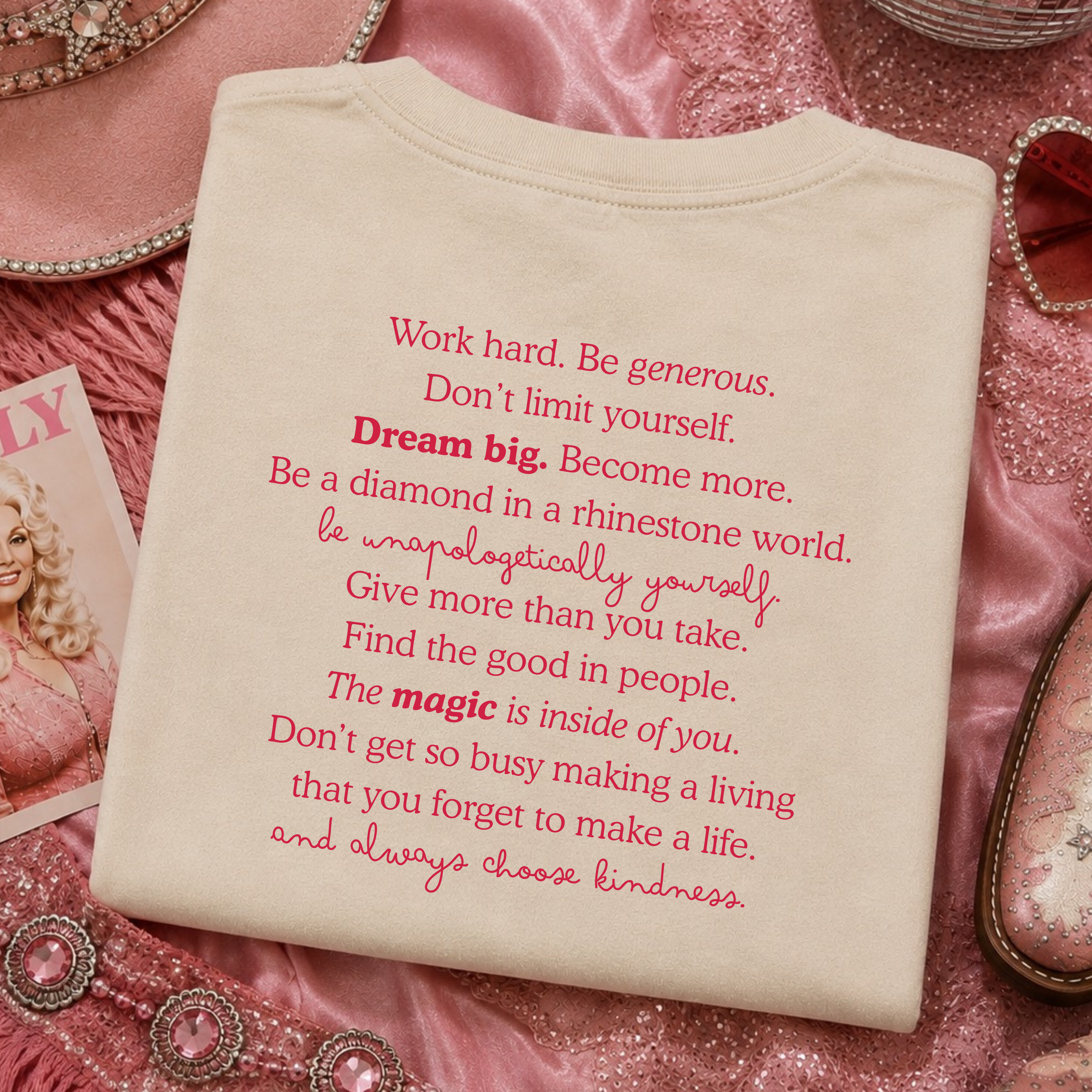 Live Like Dolly Gemstone Whimsy Quote Tee