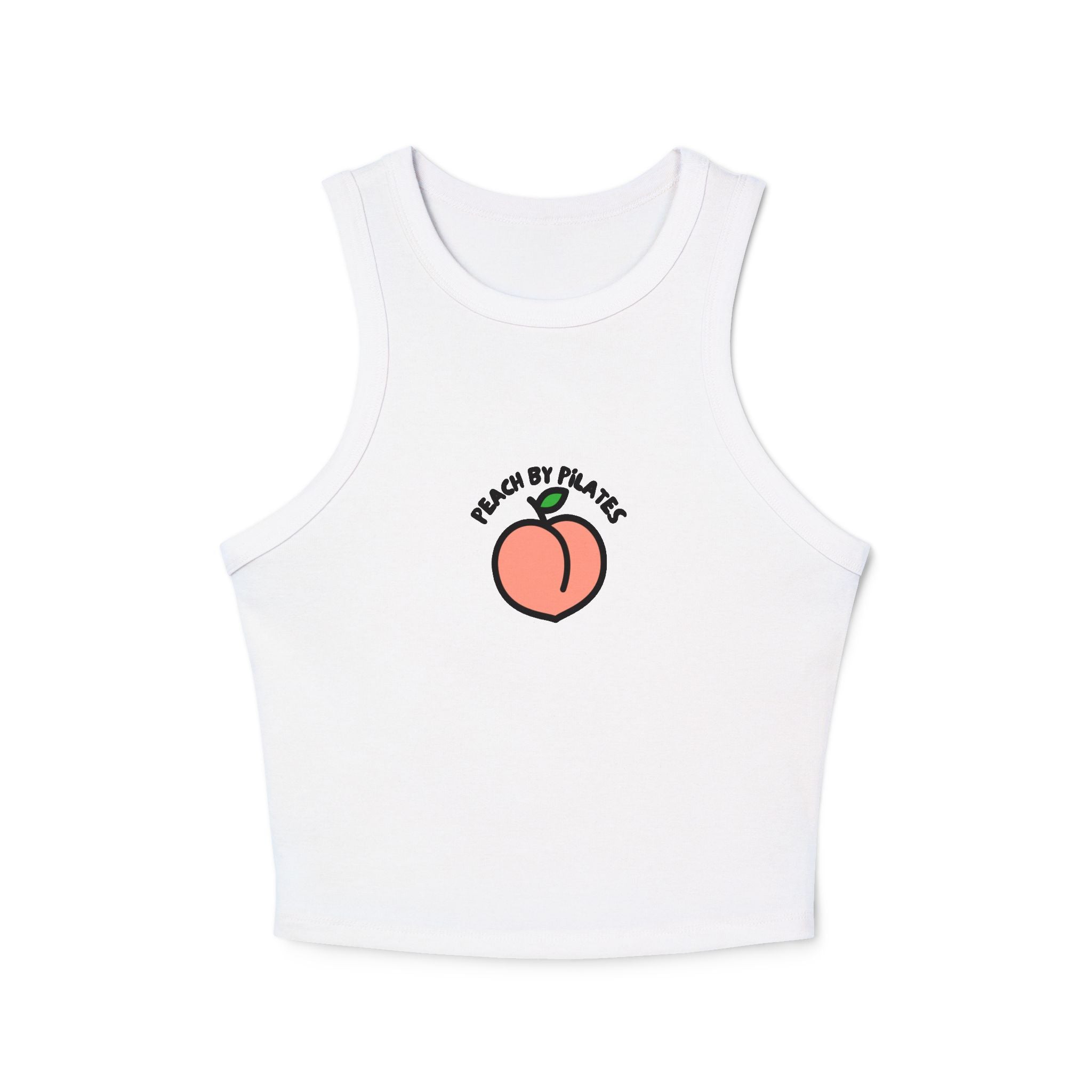 Peach by Pilates Women's Micro Rib Racer Tank Top - Stylish Workout Tee