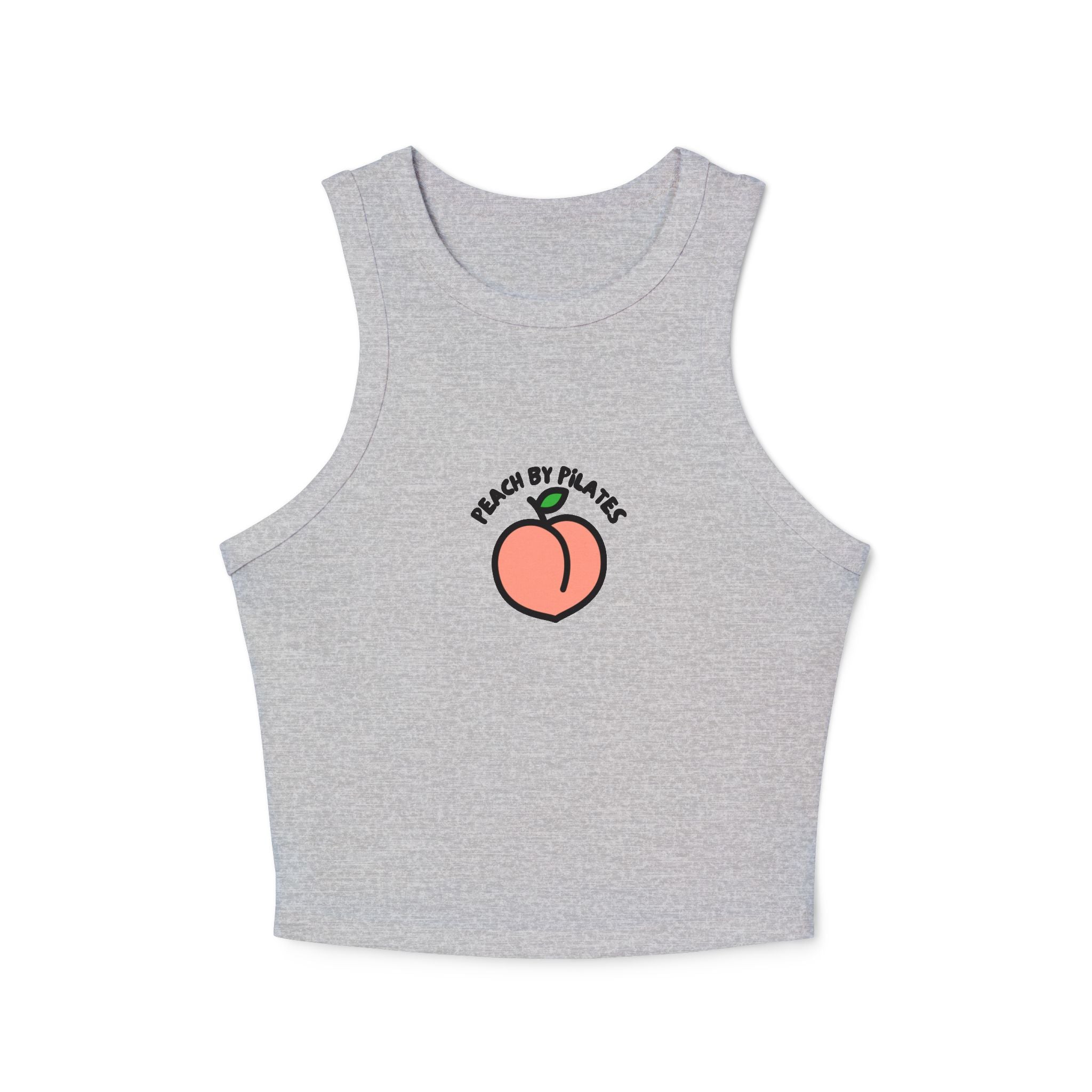 Peach by Pilates Women's Micro Rib Racer Tank Top - Stylish Workout Tee