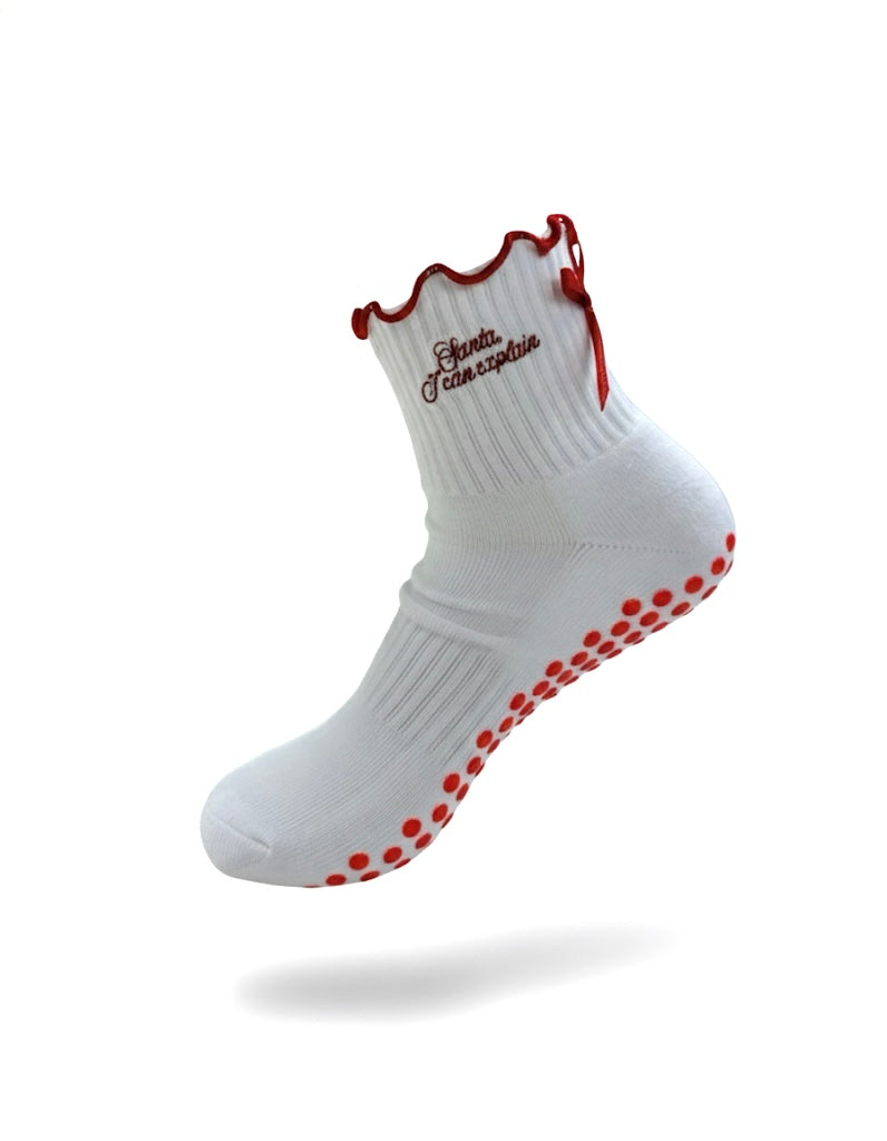 π€ SANTA, I CAN EXPLAIN β White Holiday Grip Socks