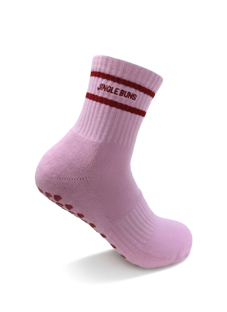 💕 JINGLE BUNS – Pink Holiday Grip Socks