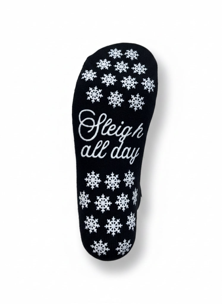 π€ SLEIGH ALL DAY β Black Holiday Grip Socks