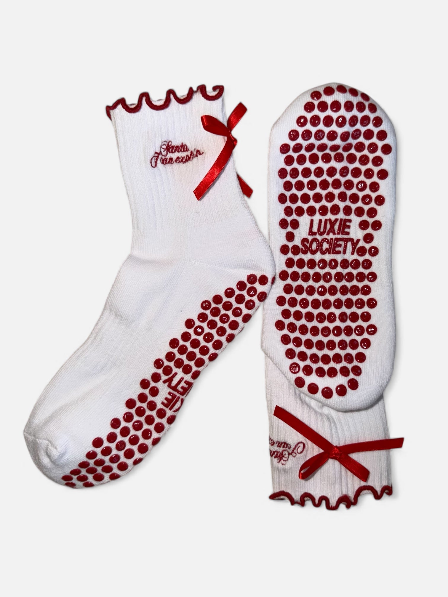 ๐ค SANTA, I CAN EXPLAIN โ White Holiday Grip Socks