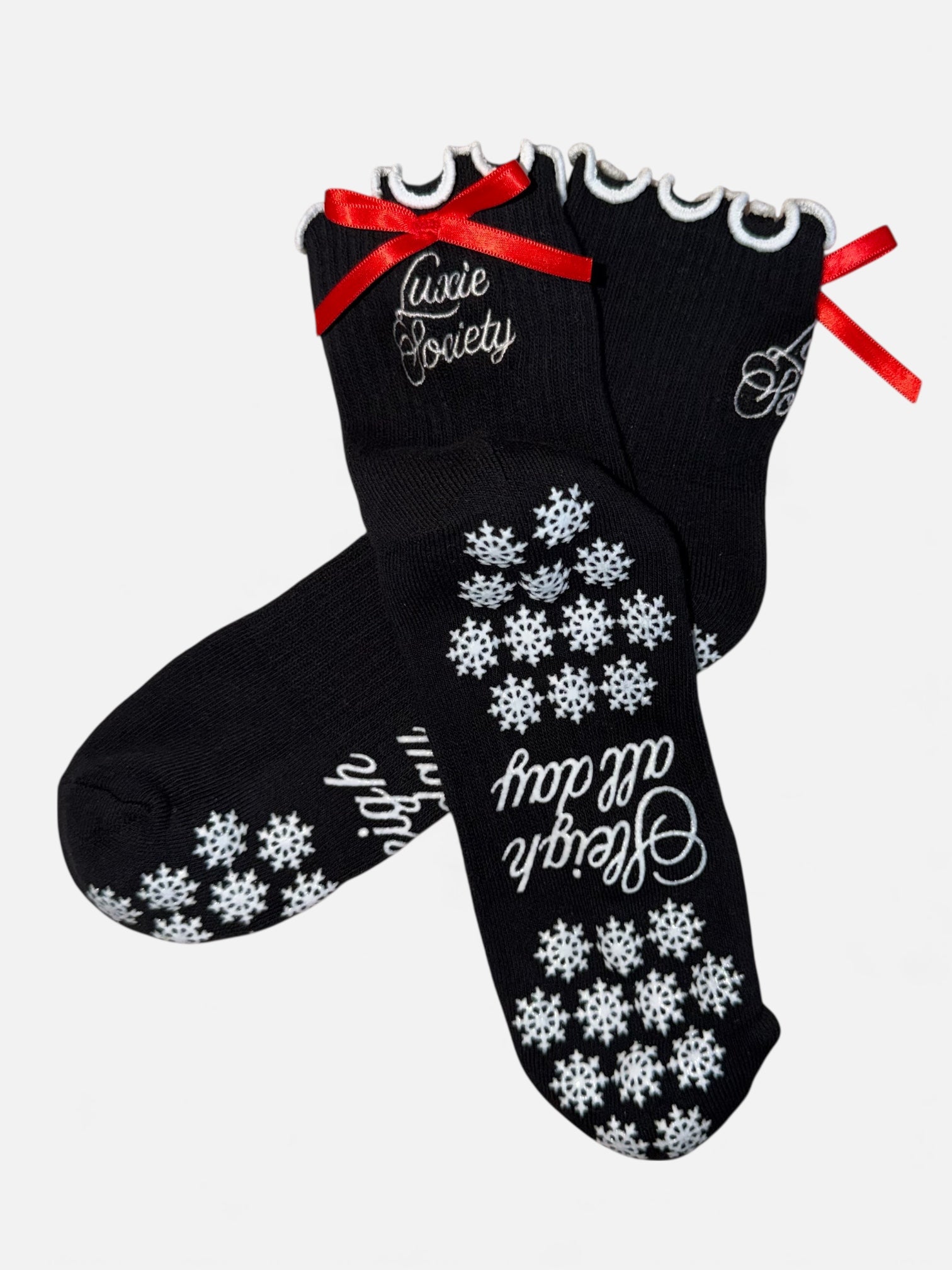 π€ SLEIGH ALL DAY β Black Holiday Grip Socks