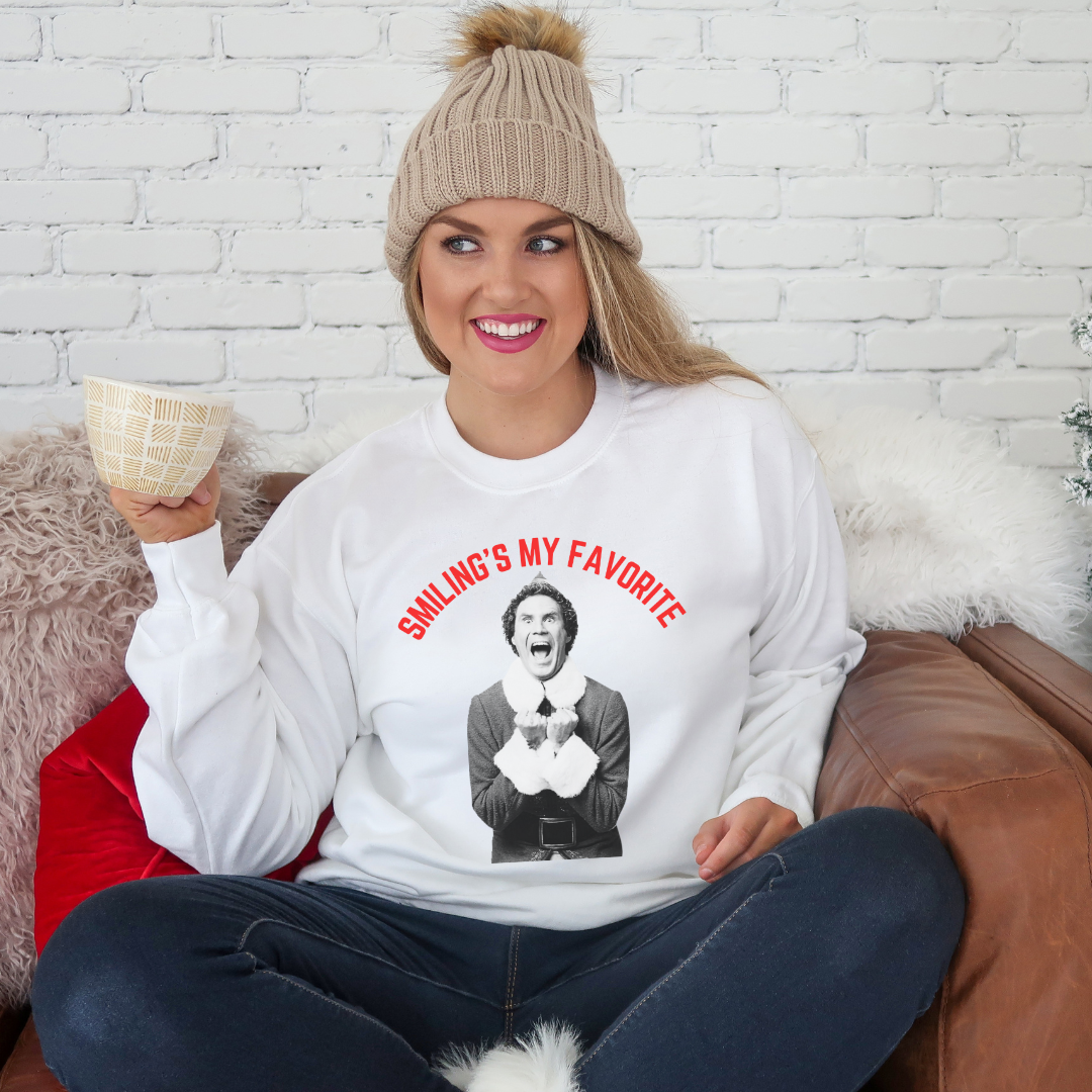 Smilings My Favorite Buddy The Elf Fleece Crewneck Sweatshirt