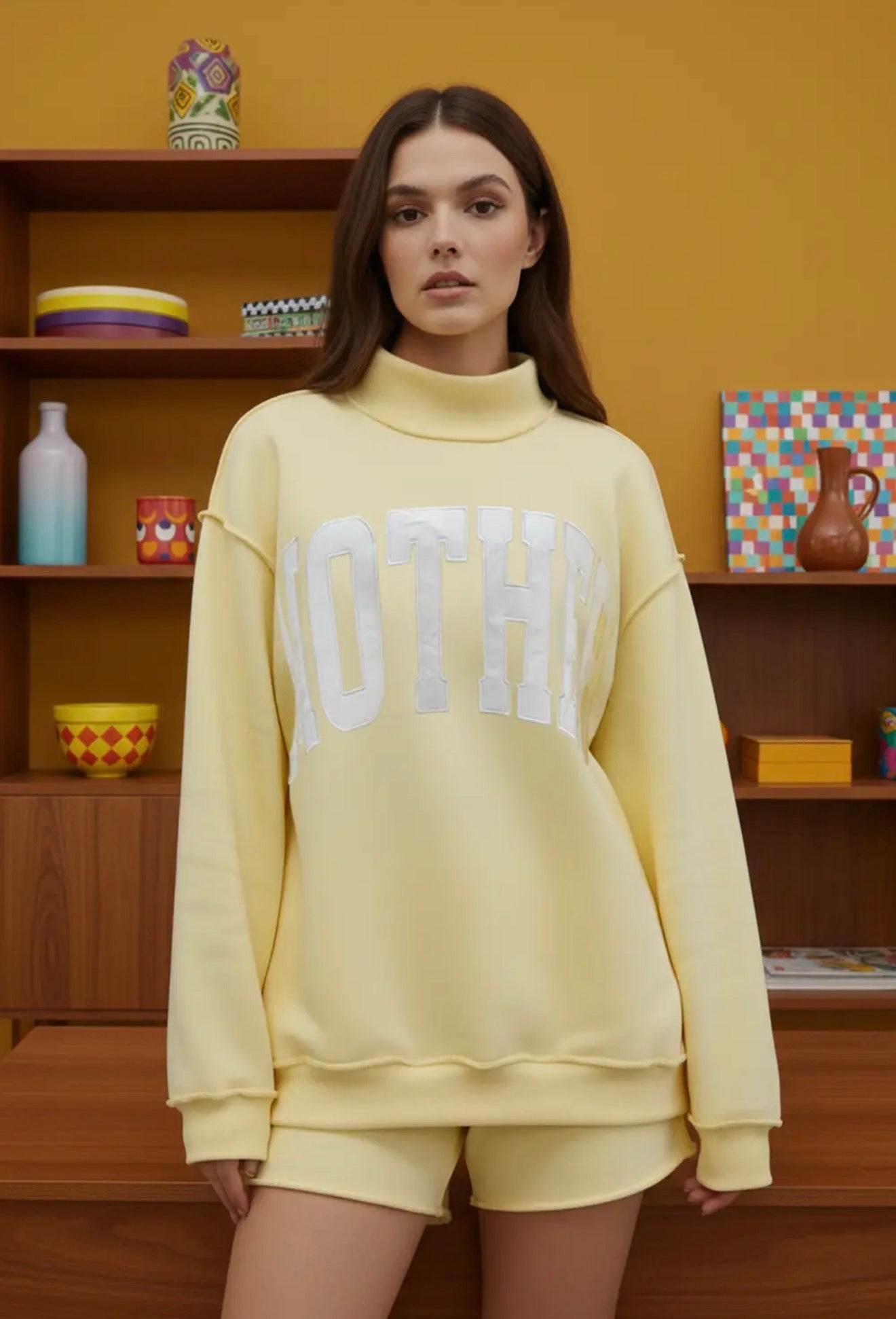 Butter Yellow MOTHER Mockneck Sweatshirt