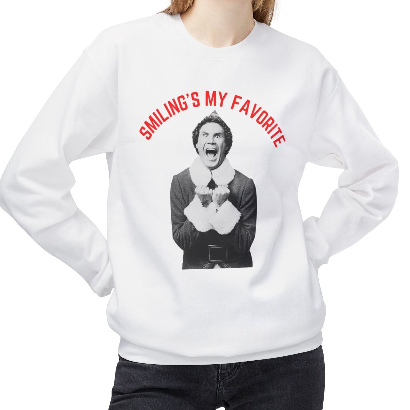 Smilings My Favorite Buddy The Elf  Fleece Crewneck Sweatshirt