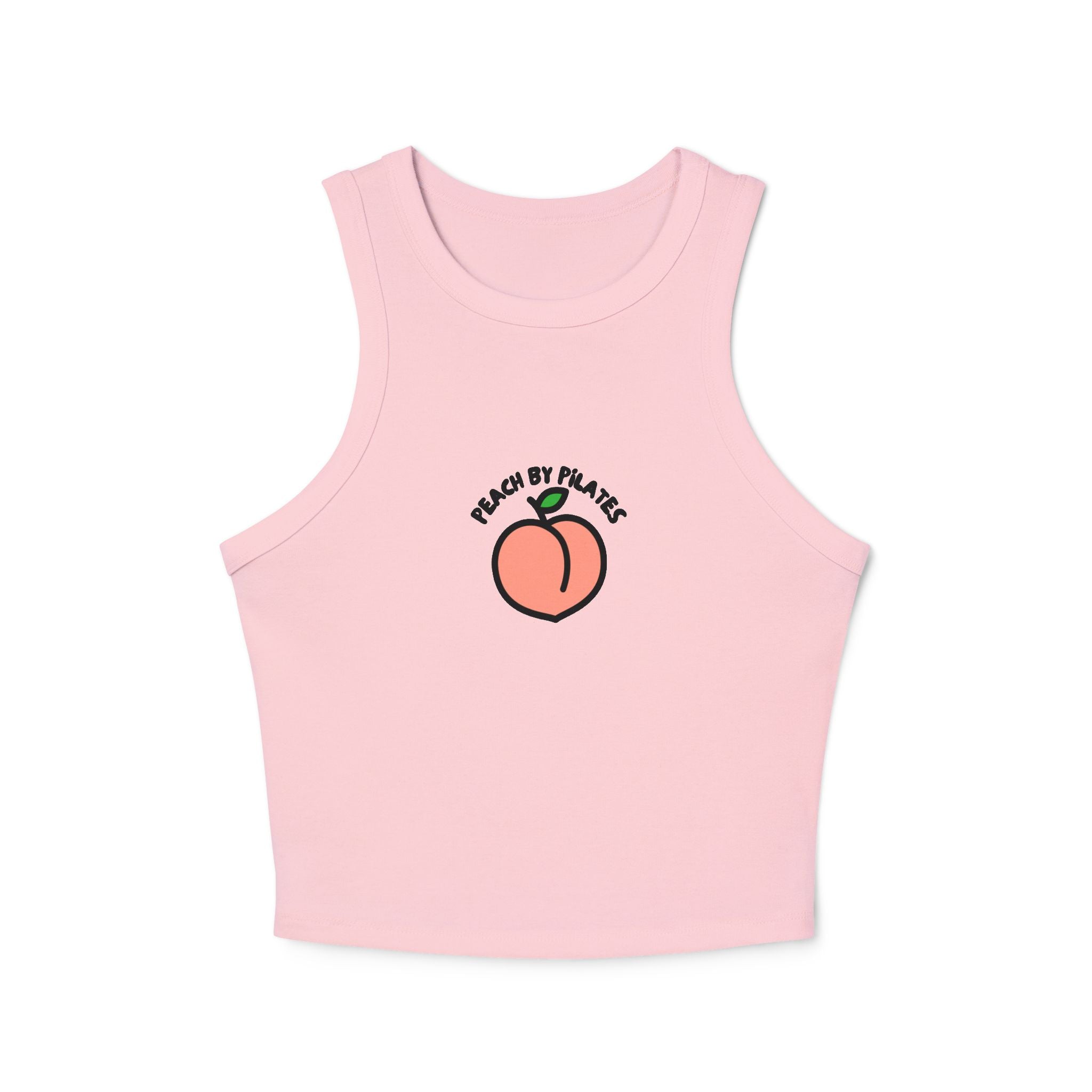 Peach by Pilates Women's Micro Rib Racer Tank Top - Stylish Workout Tee