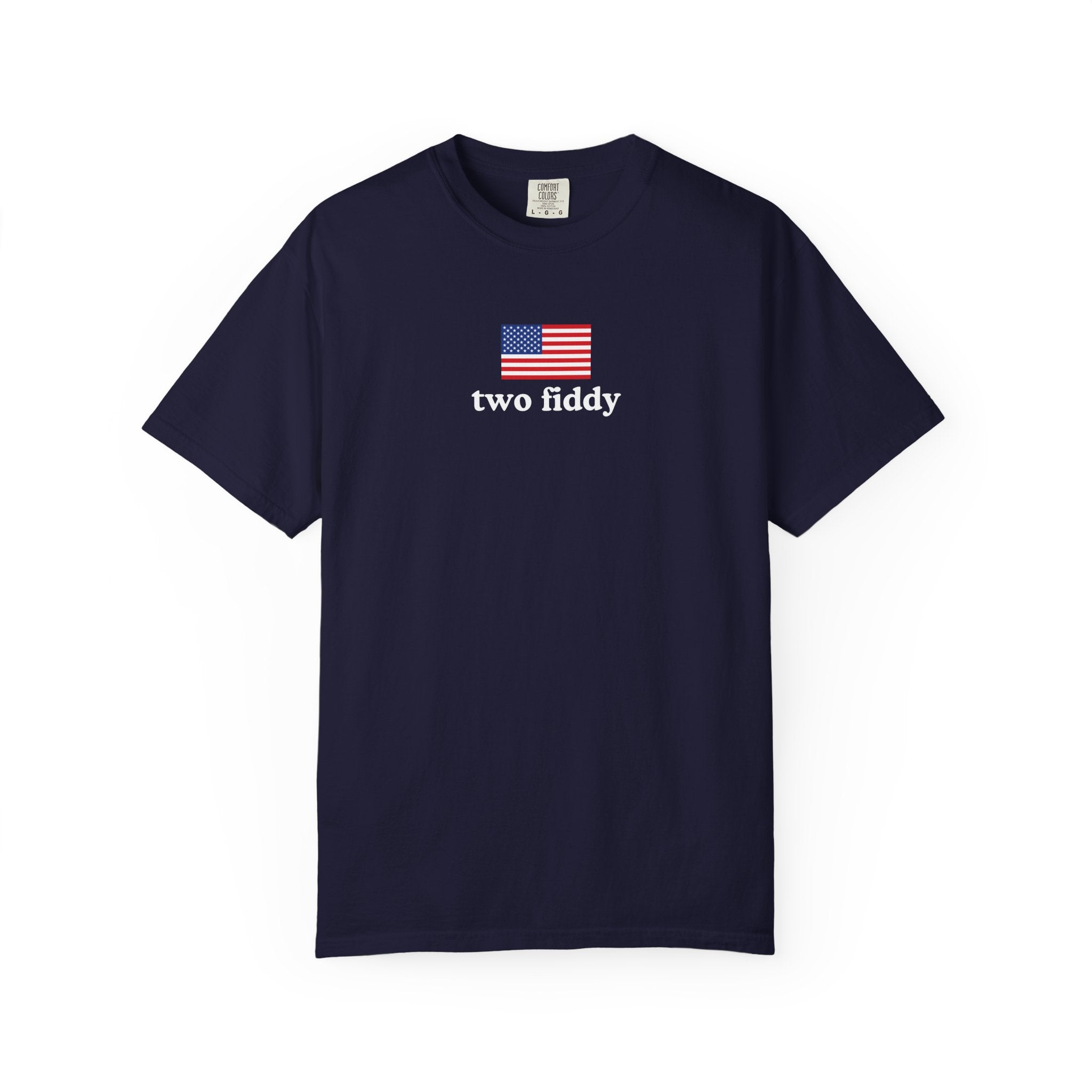 two fiddy american flag unisex tee