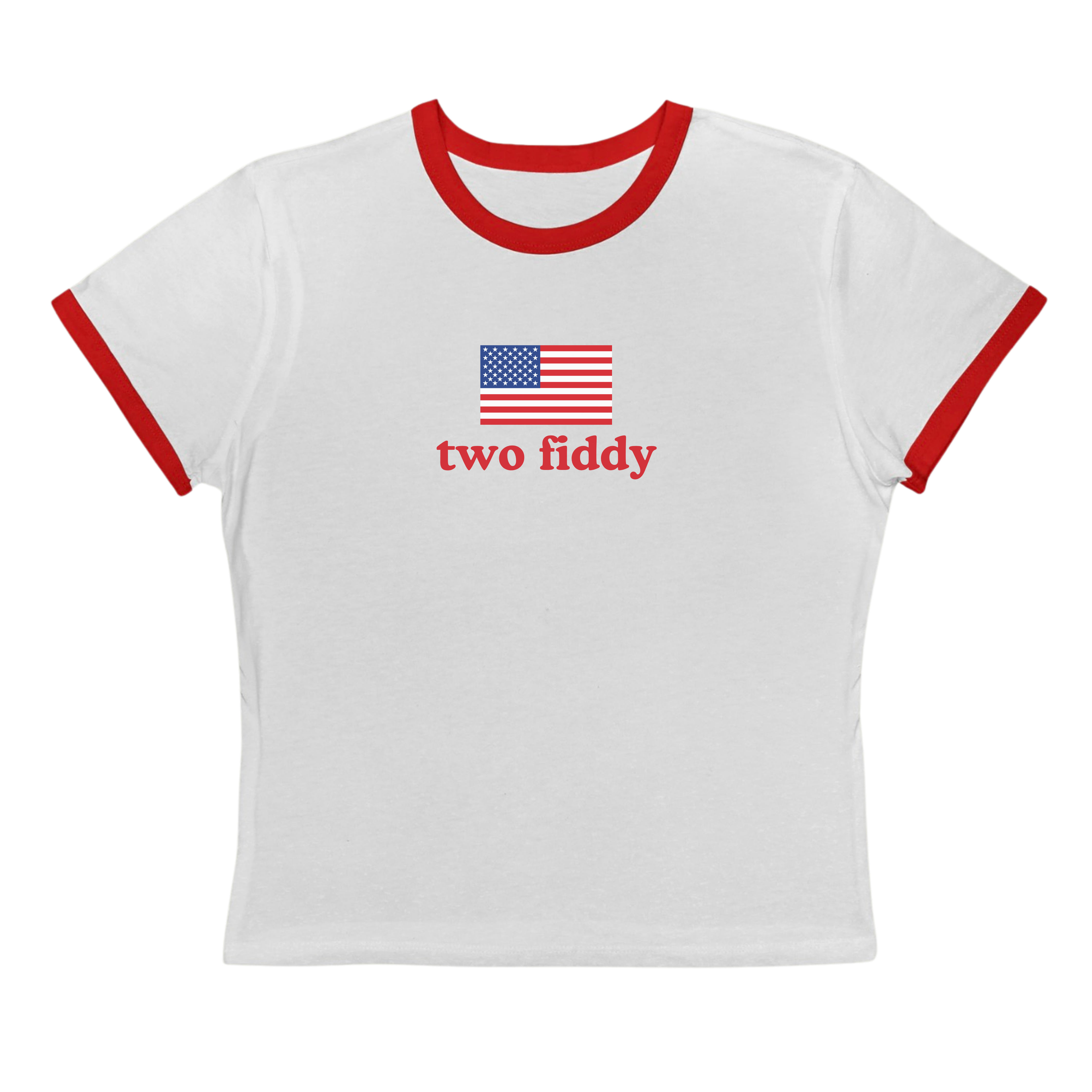 two fiddy american flag ringer tee