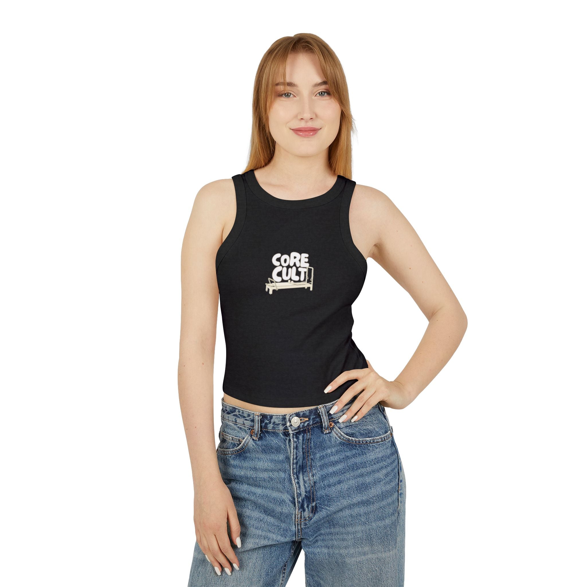 Core Cult Women's Micro Rib Racer Tank Top - Stylish Workout Tee