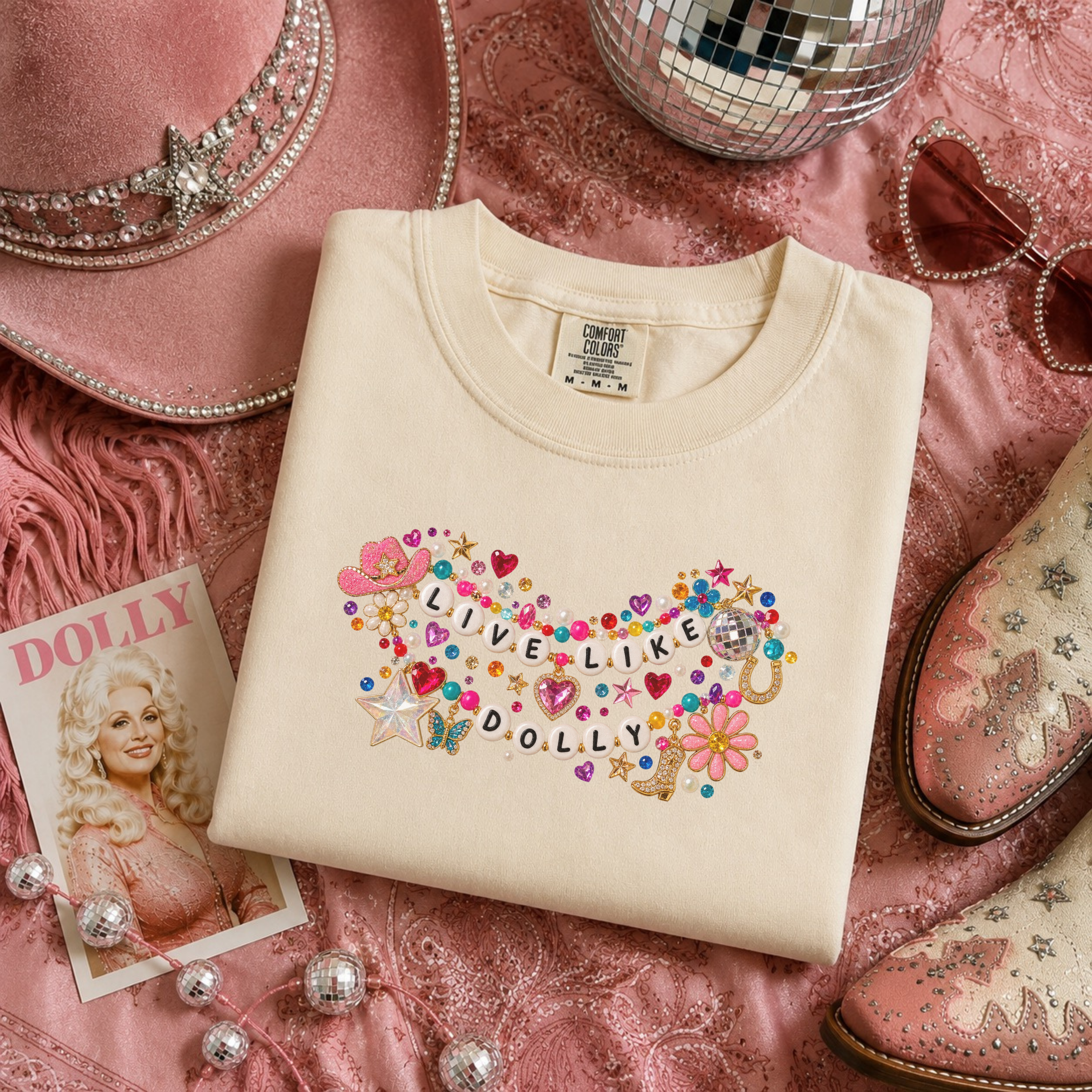 Live Like Dolly Gemstone Whimsy Quote Tee