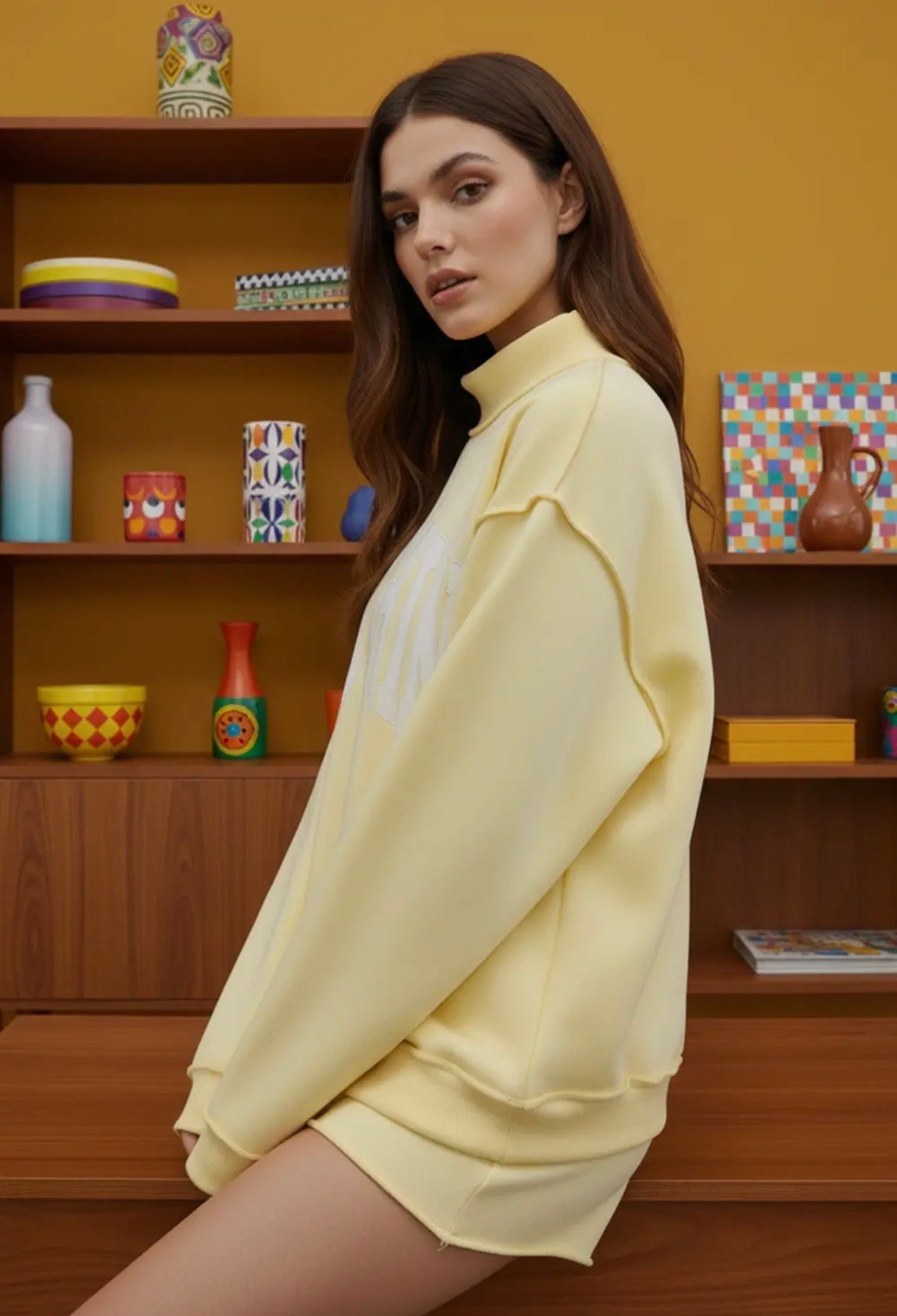 PREORDER Butter Yellow MOTHER Mockneck Sweatshirt