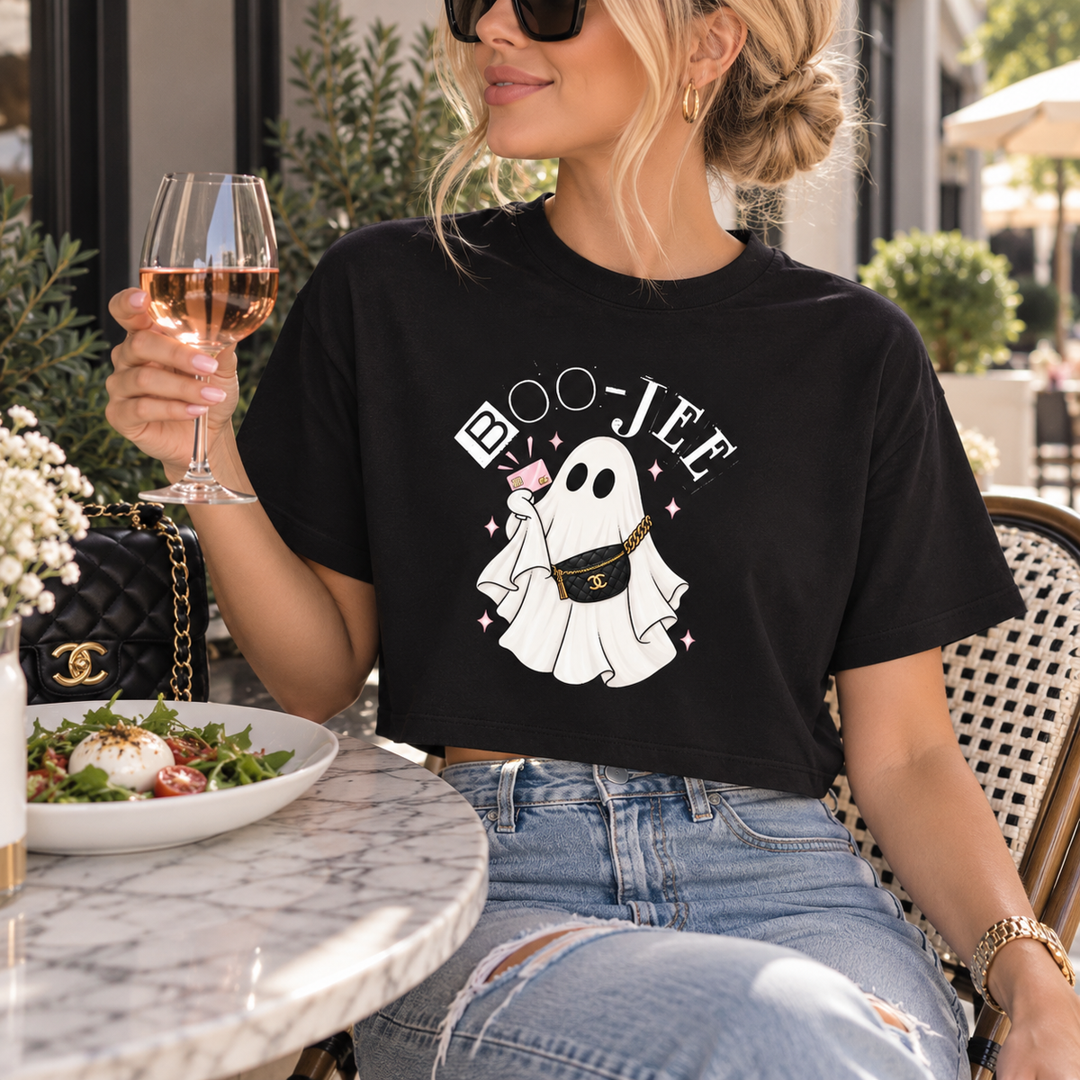 Boo-Jee Ghost Cropped Tee | Cute Halloween Graphic Top