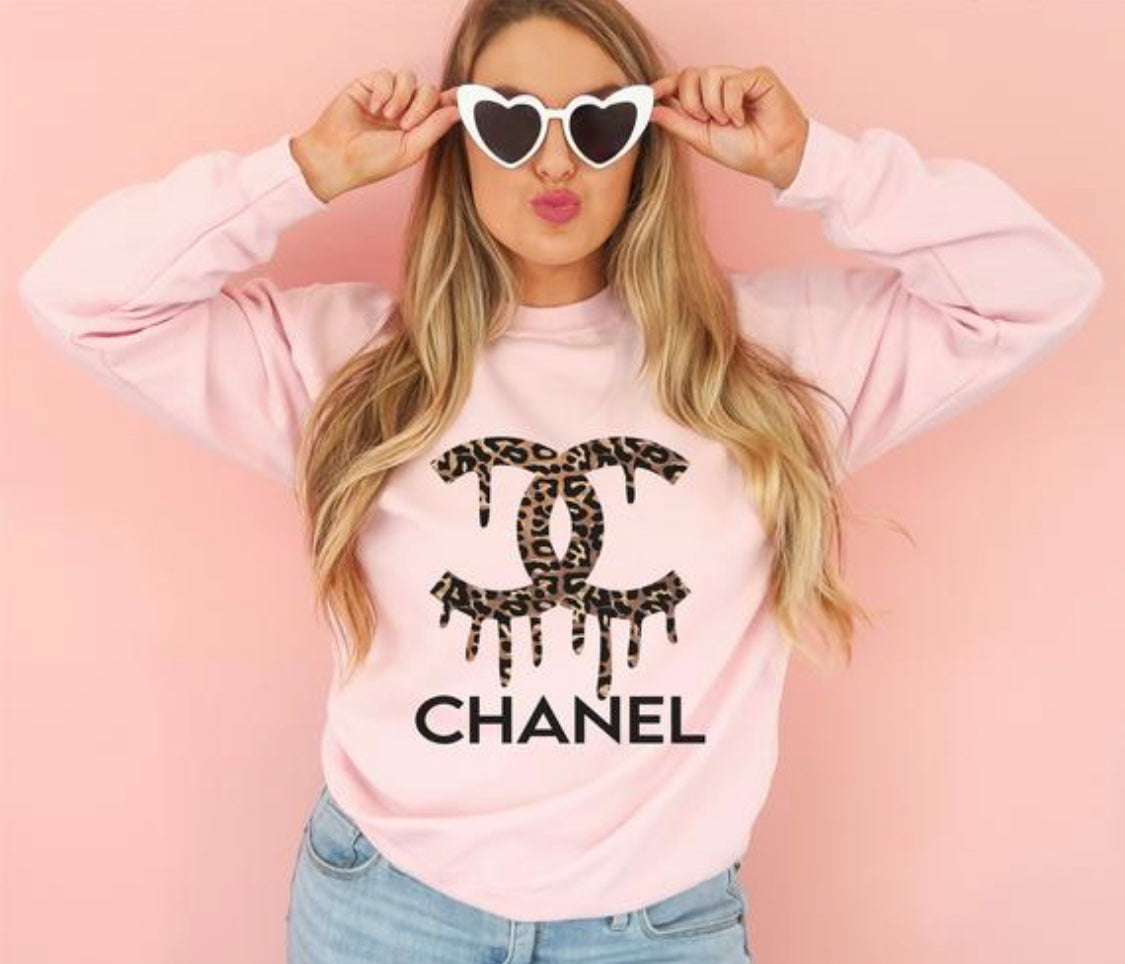 Designer Inspired Leopard Drip Sweatshirt