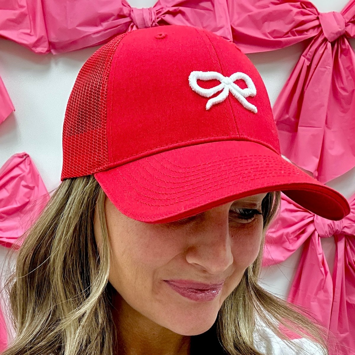 Embroidered 3D Bow Trucker Hat
