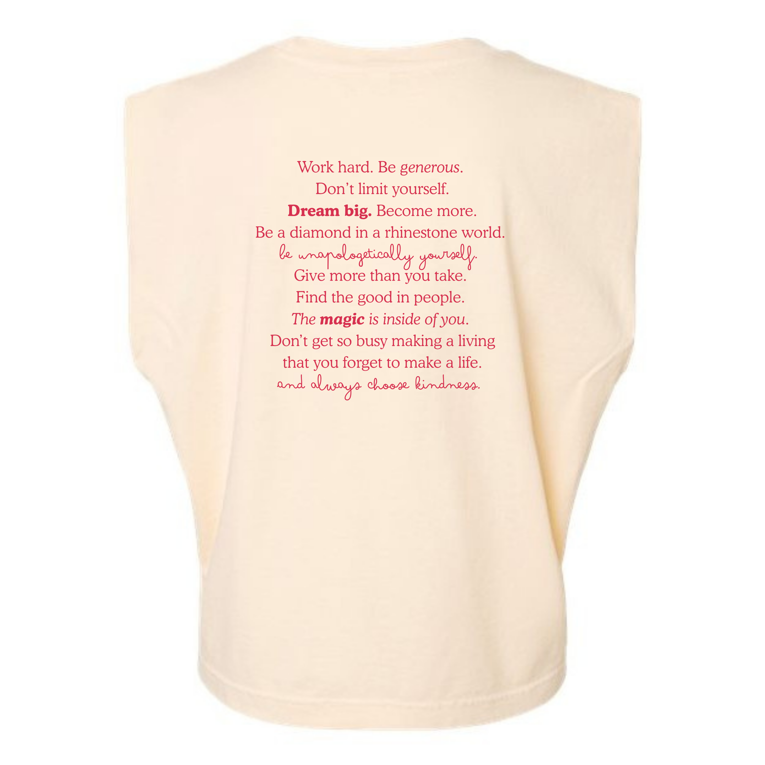 Live Like Dolly Cropped Whimsy Quote Muscle Tee